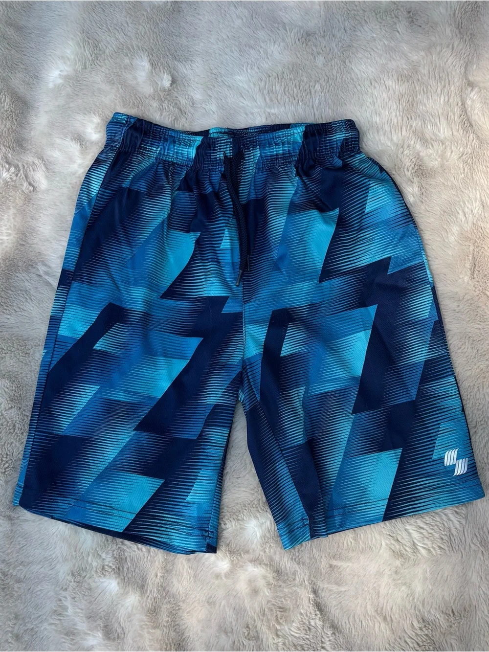 Place Sport Kids Blue Geometric Active Shorts